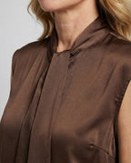 Odette | Blusa Feminina Sem Mangas | Laço no Decote, Viscose Acetinada | Fluida