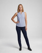 Sage | Blusa sem Mangas Feminina | Riscas, Gola Alta | Algodão, Casual