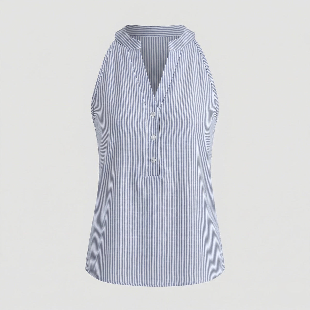 Sage | Blusa sem Mangas Feminina | Riscas, Gola Alta | Algodão, Casual