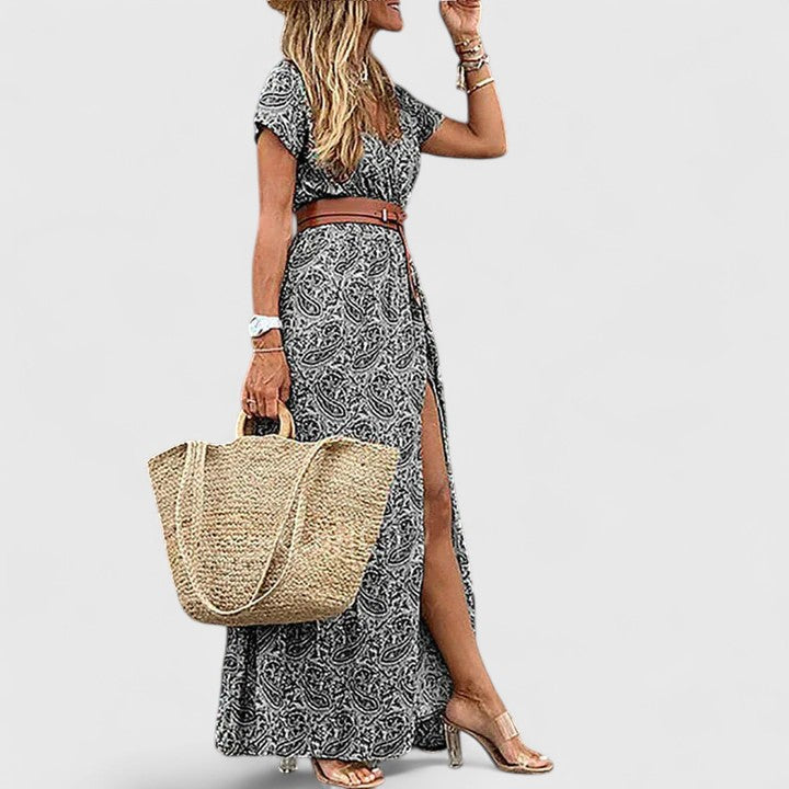 Saoirse | Vestido Maxi Boho Feminino Decote V