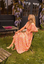Halle | Vestido Longo Floral Feminino Decote V