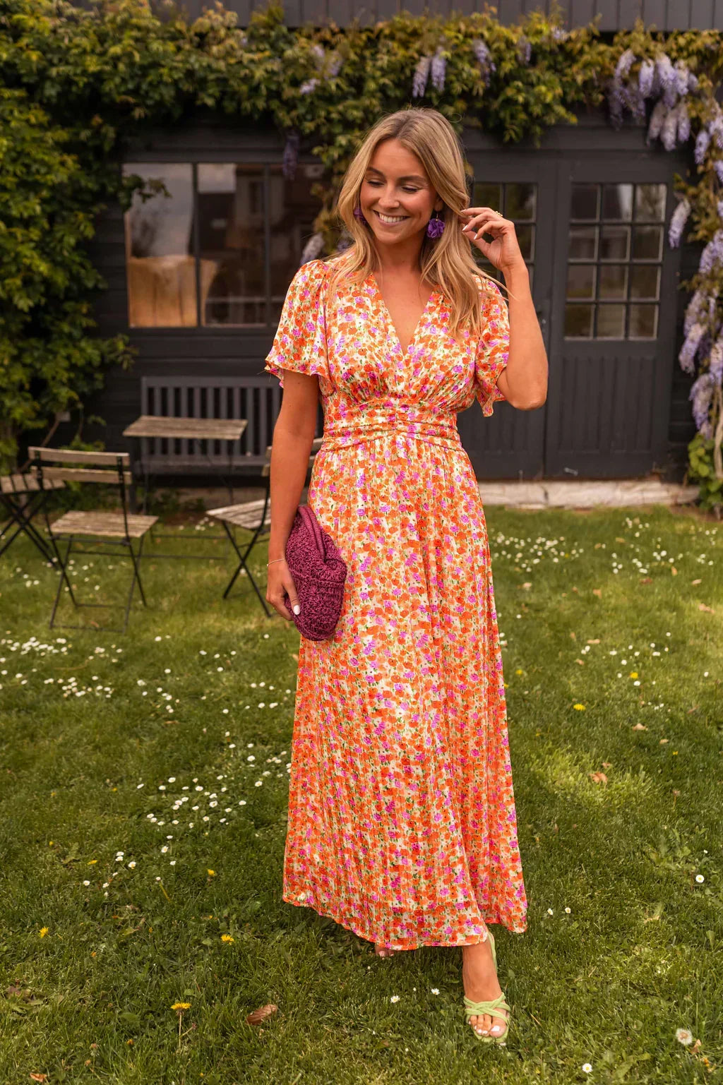 Halle | Vestido Longo Floral Feminino Decote V