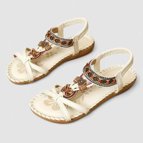 Saoirse | Sandálias Ortopédicas Femininas T-Strap Boho