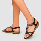 Saoirse | Sandálias Ortopédicas Femininas T-Strap Boho
