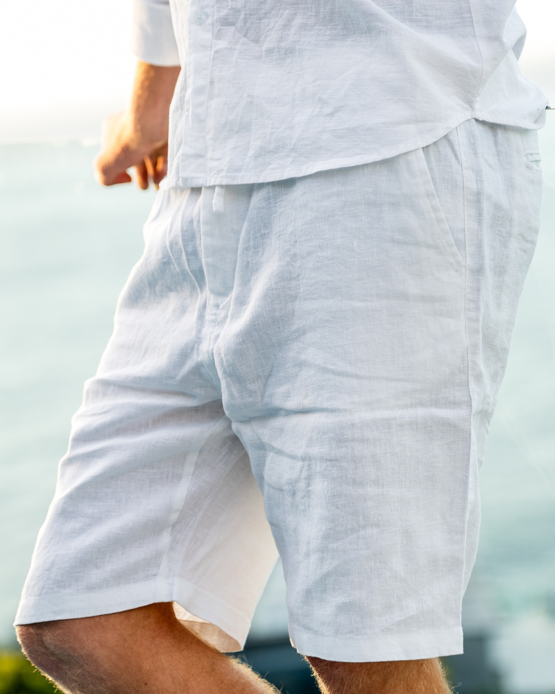 Jolie | Homem Shorts Linho Corte Reto