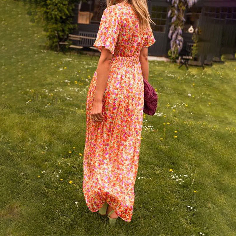 Vestido Maxi Feminino Decote V