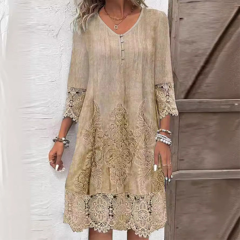 Briar | Vestido Midi Bordado Tecido Respirável