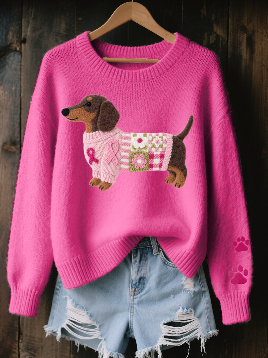 Zinnia | Camisola Tricot Motivo Dachshund Feltro