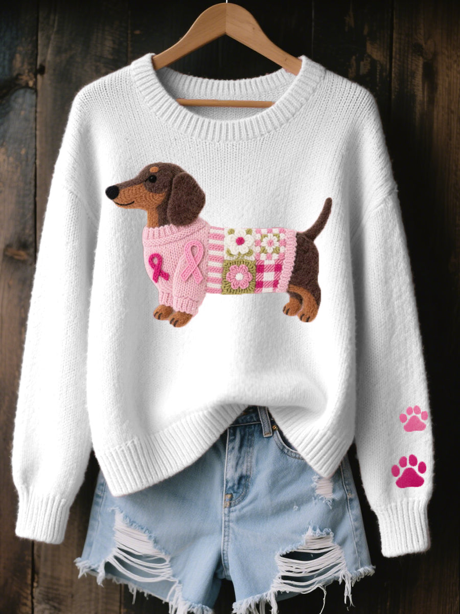 Zinnia | Camisola Tricot Motivo Dachshund Feltro