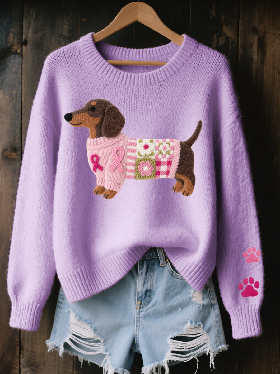 Zinnia | Camisola Tricot Motivo Dachshund Feltro