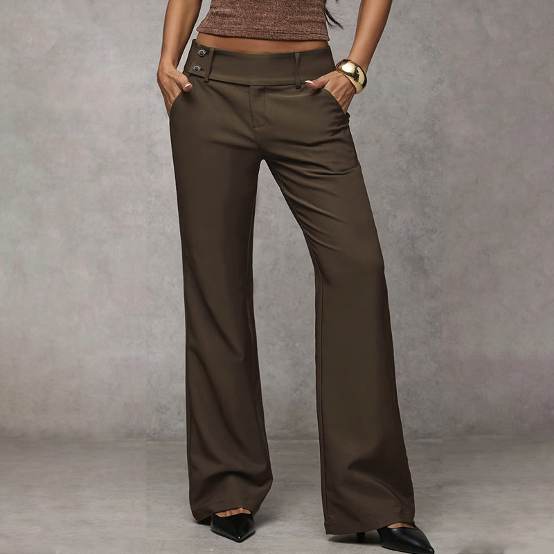 Calças Femininas Flare | Cintura Alta, Wide-Leg | Estilo Casual