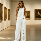 Ximena | Conjunto Feminino Blusa Sem Mangas e Calça Wide Leg