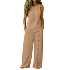Ximena | Conjunto Feminino Blusa Sem Mangas e Calça Wide Leg