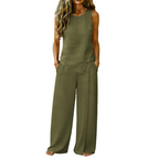 Ximena | Conjunto Feminino Blusa Sem Mangas e Calça Wide Leg