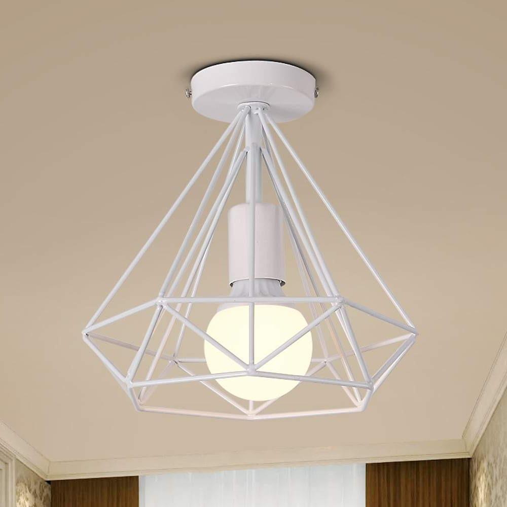 Yasmin | Candeeiro de Teto LED Retro | Gaiola Geométrica Metal | Preto, 9W