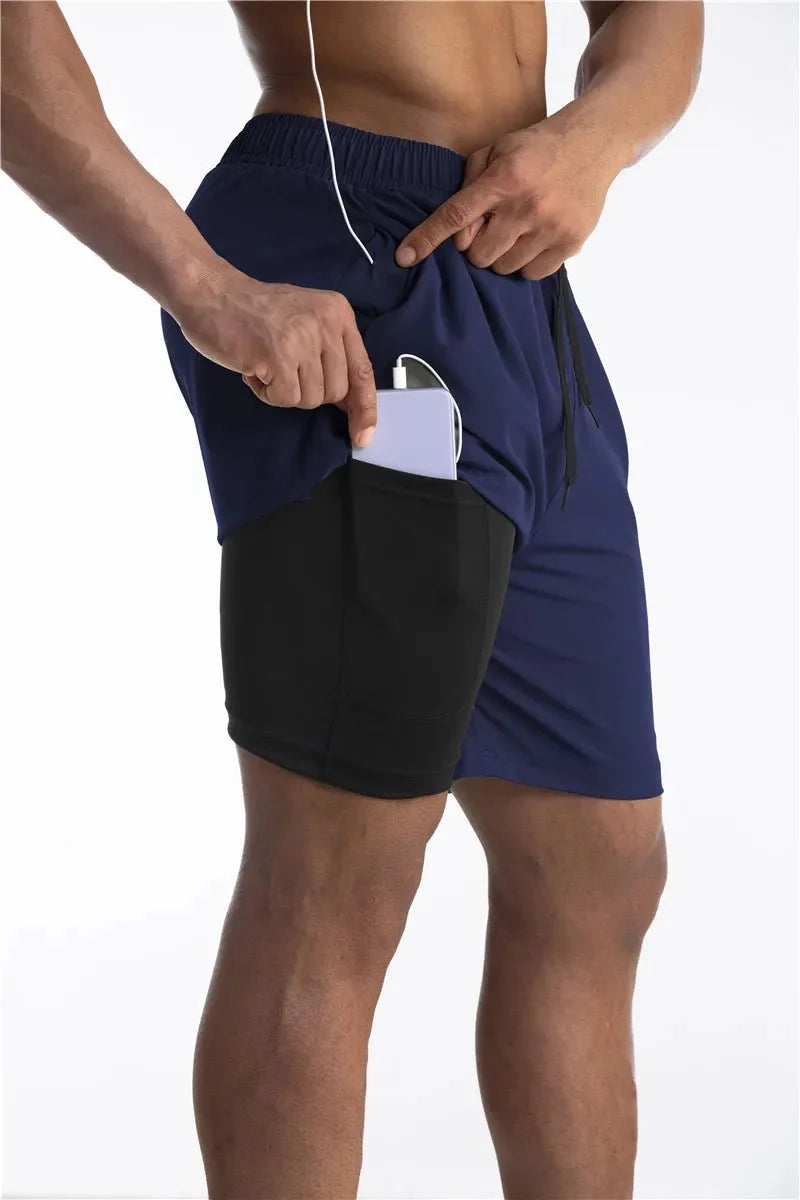 Thea | Homem Calções de Corrida com Liner e Bolso para Telemóvel