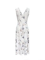 Vestido Longo para Convidada | Estampado Floral, Decote em V, Sem Mangas