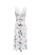 Vestido Longo para Convidada | Estampado Floral, Decote em V, Sem Mangas