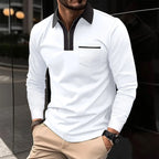 Elsa | Camisa Masculina Manga Longa Gola Contrastante Meia Abertura