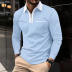 Elsa | Camisa Masculina Manga Longa Gola Contrastante Meia Abertura