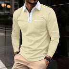 Elsa | Camisa Masculina Manga Longa Gola Contrastante Meia Abertura