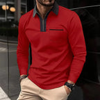Elsa | Camisa Masculina Manga Longa Gola Contrastante Meia Abertura
