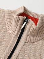 Esme | Homem Cardigan Malha Canelada Fecho Completo Gola Alta