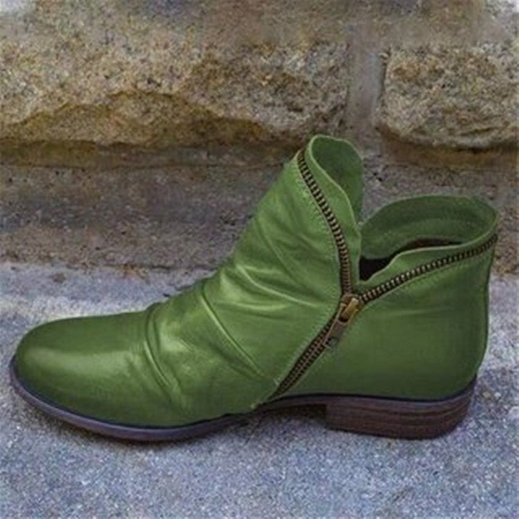 Maren | Mulher Botins com Fecho de Correr Bico Redondo
