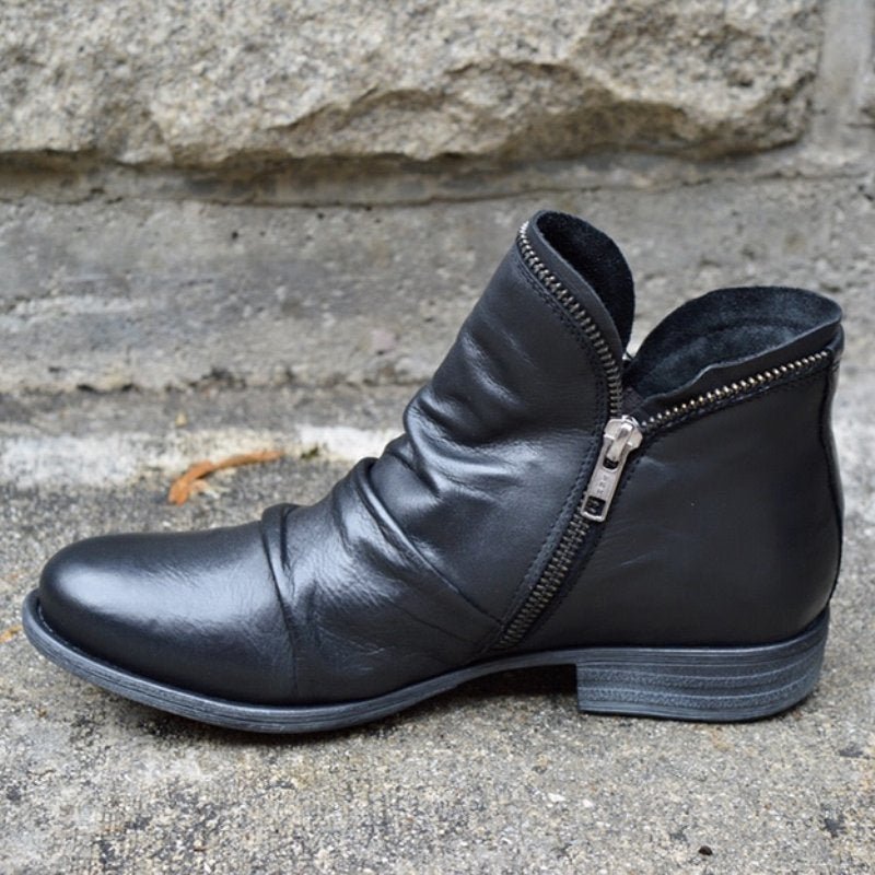 Maren | Mulher Botins com Fecho de Correr Bico Redondo