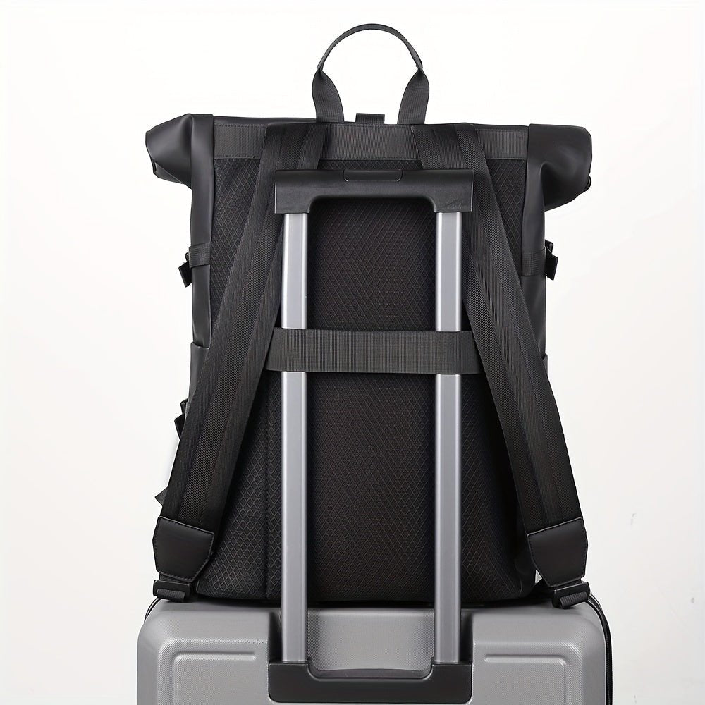 Mochila Masculina Roll-Top Impermeável para Laptop