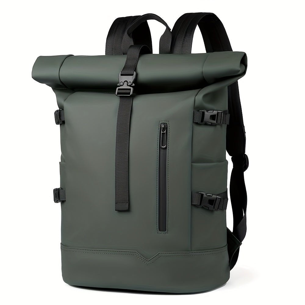 Mochila Masculina Roll-Top Impermeável para Laptop