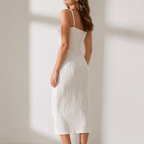 Zara | Vestido Midi Feminino Texturizado Alças Finas