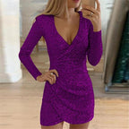 Romilly | Mulher Vestido com Lantejoulas Wrap Brilhante
