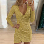 Romilly | Mulher Vestido com Lantejoulas Wrap Brilhante