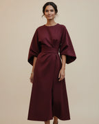 Vestido Midi Feminino Wrap Mangas Bufantes
