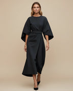 Vestido Midi Feminino Wrap Mangas Bufantes