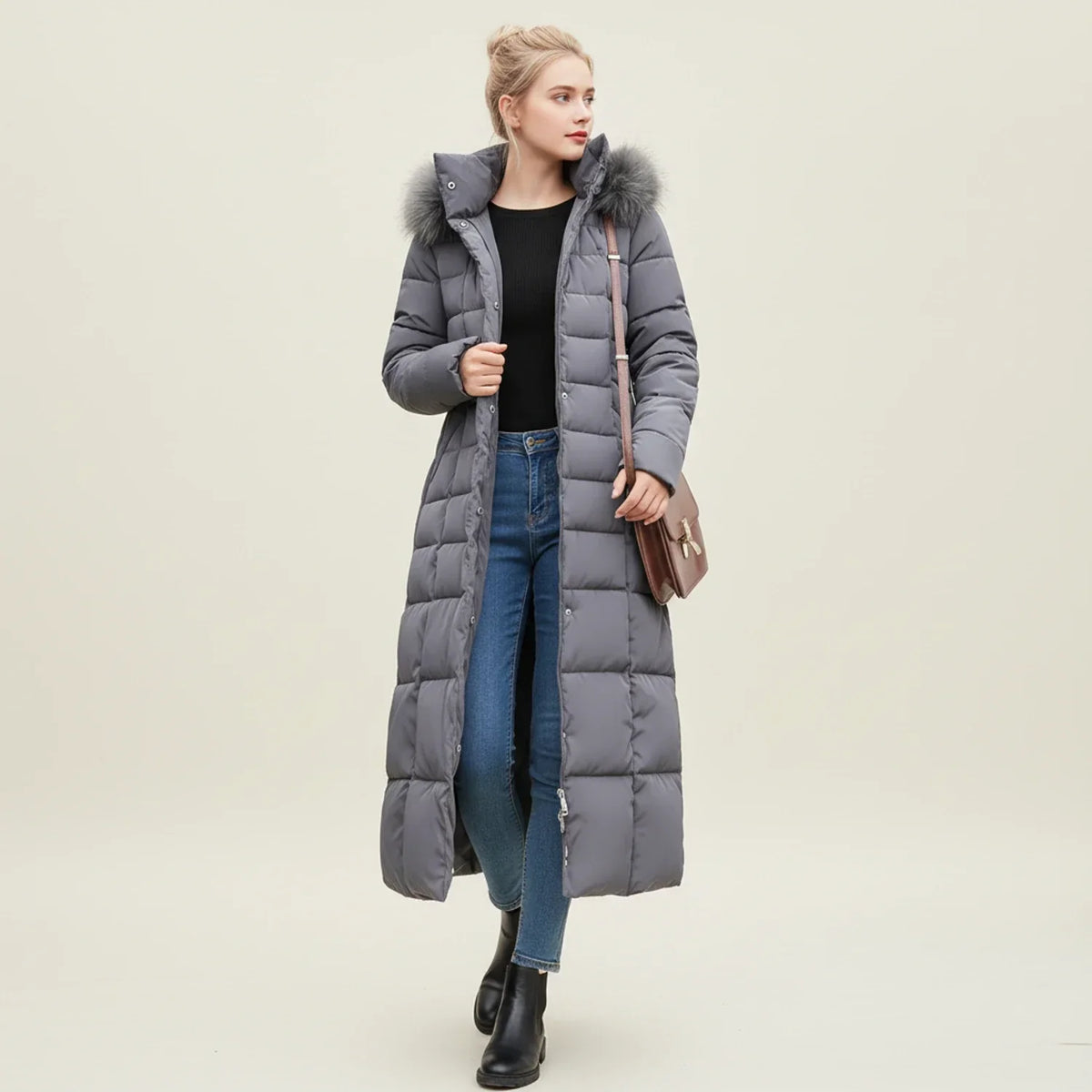 Solveig | Mulher Casaco Puffer Maxi Acolchoado com Capuz e Cinto