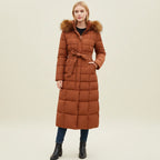 Solveig | Mulher Casaco Puffer Maxi Acolchoado com Capuz e Cinto