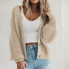 Cora | Cardigan Feminino Tricô Grosso Mangas Balão